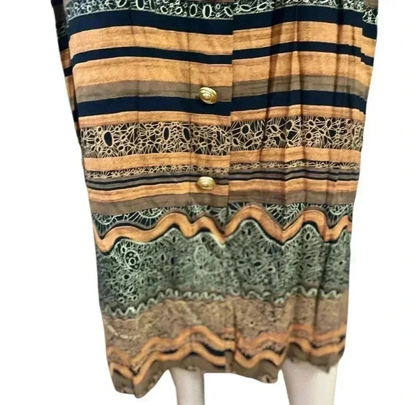 True vintage :Positive Attitude chevron Brown and Tan Knee-Length Sheath Dress-L - Picture 7 of 12